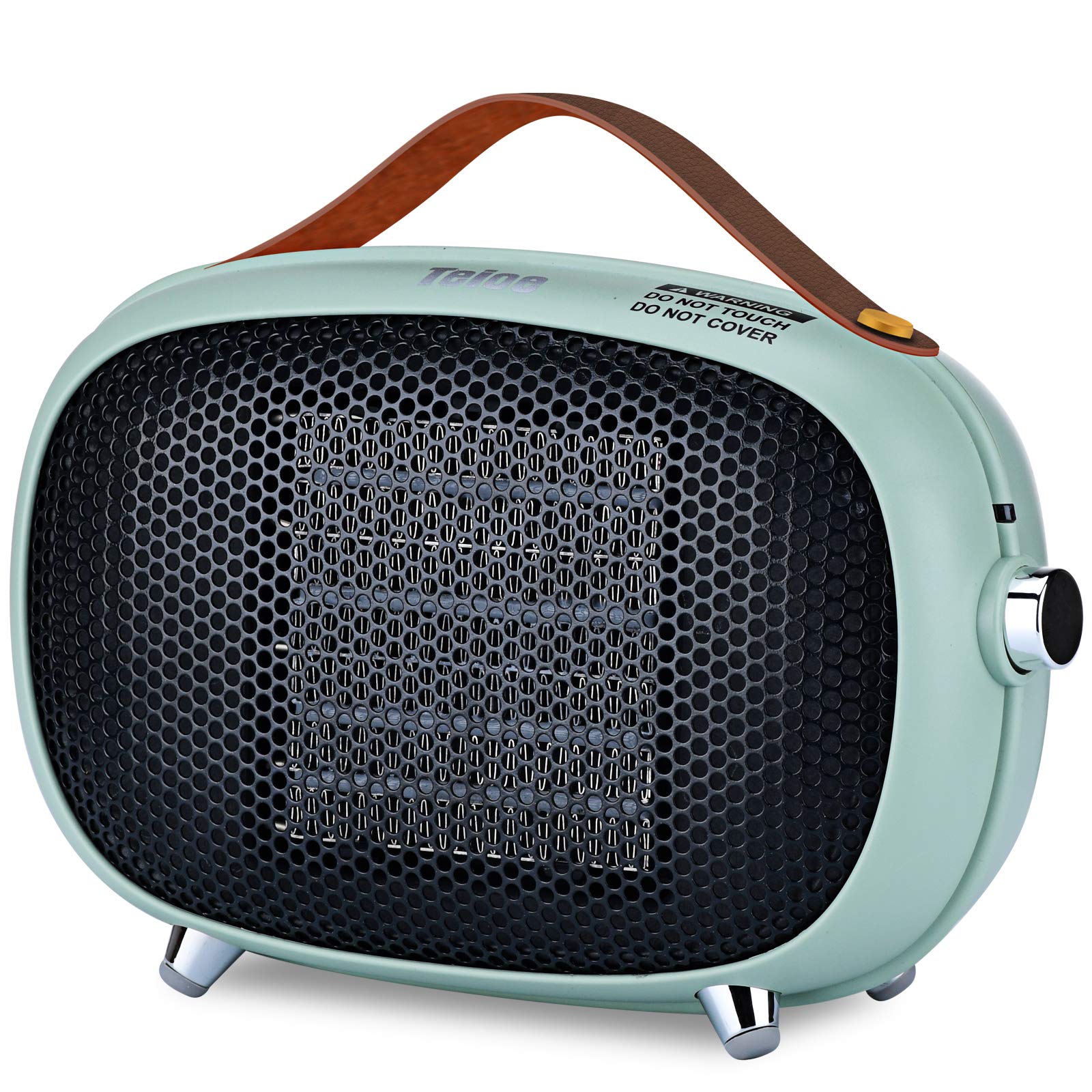 Teioe space heater front view showing compact ceramic warmth for personal spaces