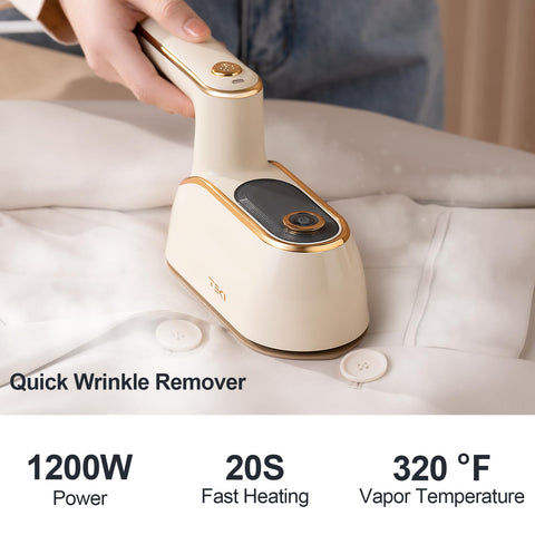 TEKI 1200W steam power delivers quick crease removal on thick fabrics