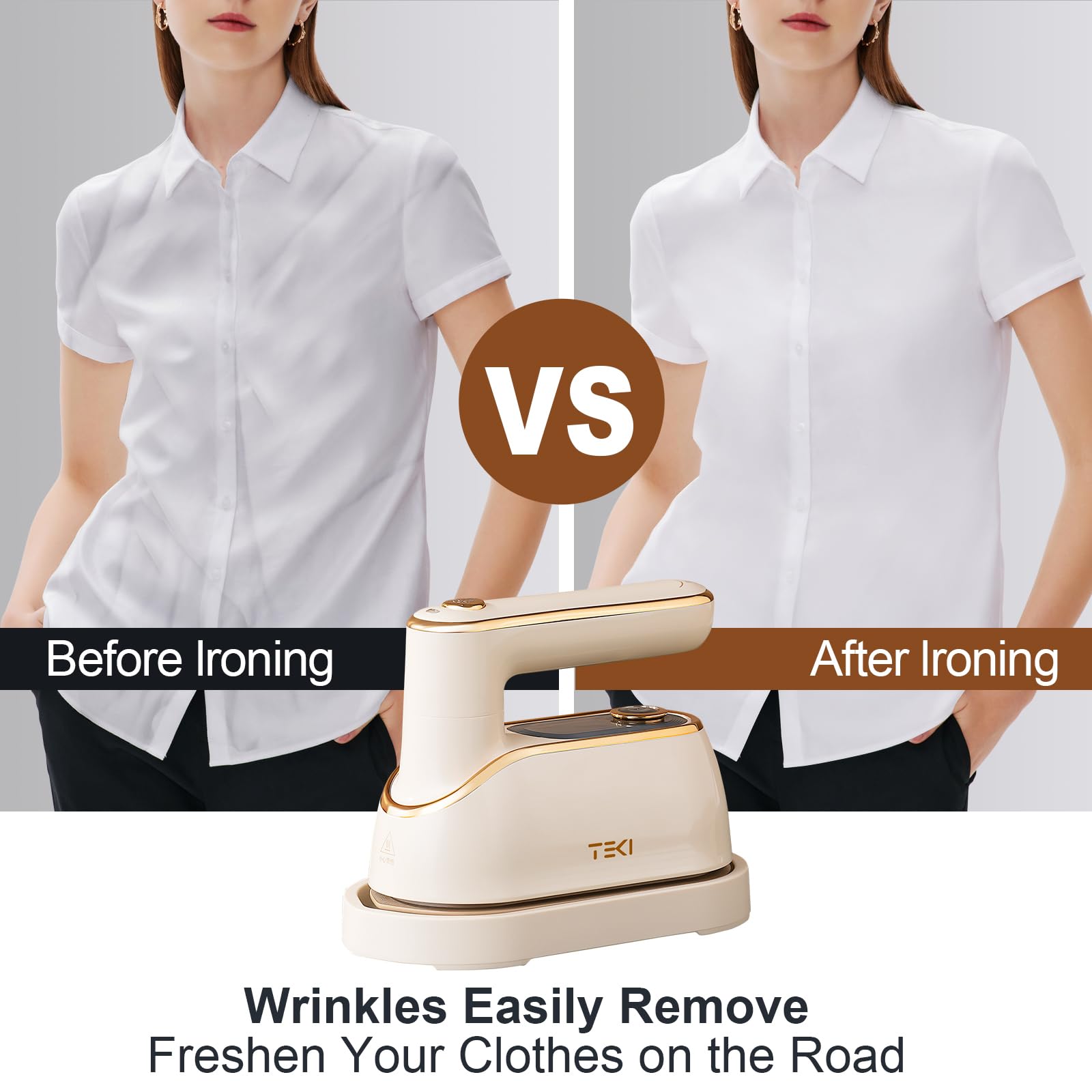 TEKI 150ml water tank supports multiple garments before refilling