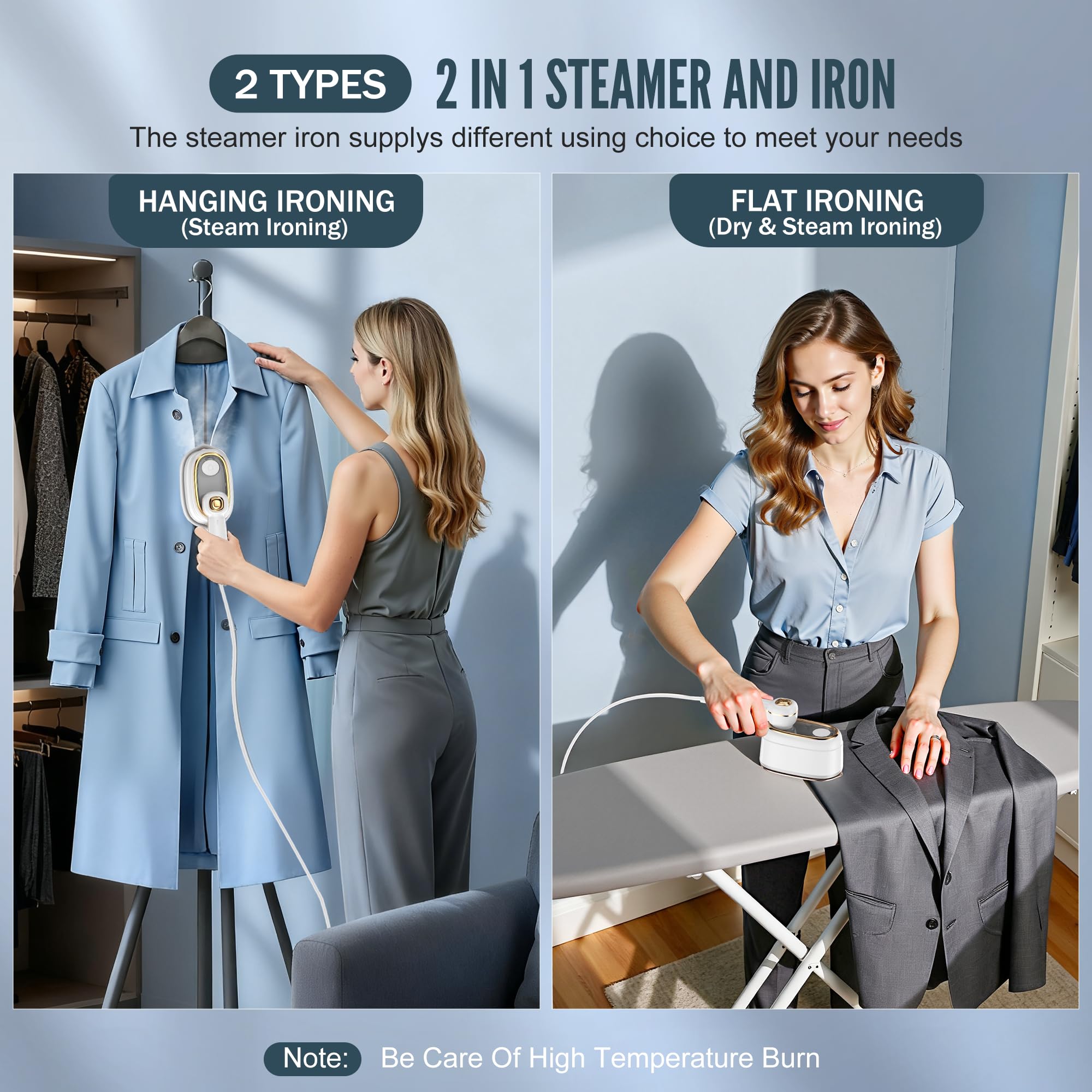 TEKI Travel Steamer offers wet and dry ironing for versatile fabric care.