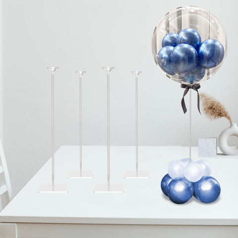 TEKXYZ 23.6-inch clear acrylic balloon stand setup on table for quick assembly