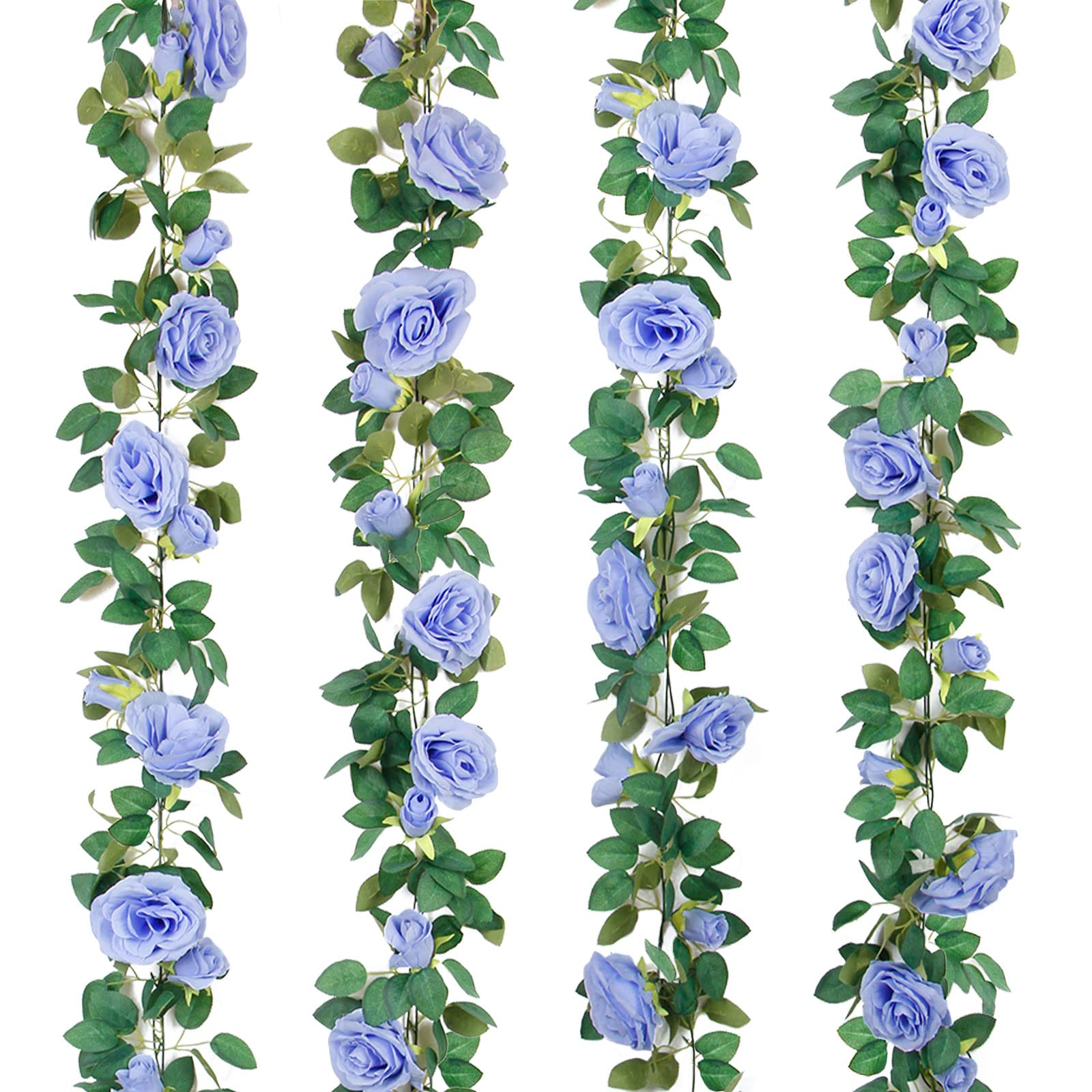 TELDRASSIL blue rose garland, 6.5 ft long, ideal for wedding backdrops and arches.