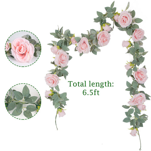 TELDRASSIL pink rose garland 2-2in roses creates lush table centerpieces.