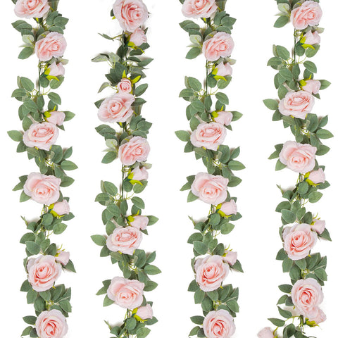 TELDRASSIL pink rose garland 4pack for wedding arches and backdrops.
