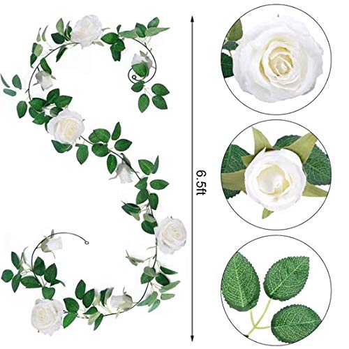 TELDRASSIL white rose vine garland, detailed petals for elegant garden décor