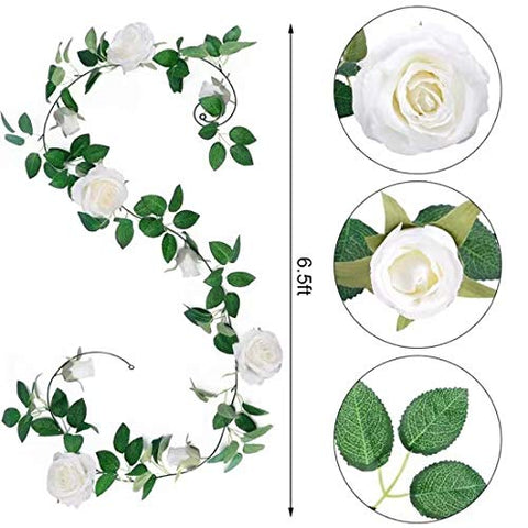 TELDRASSIL white rose vine garland, detailed petals for elegant garden décor