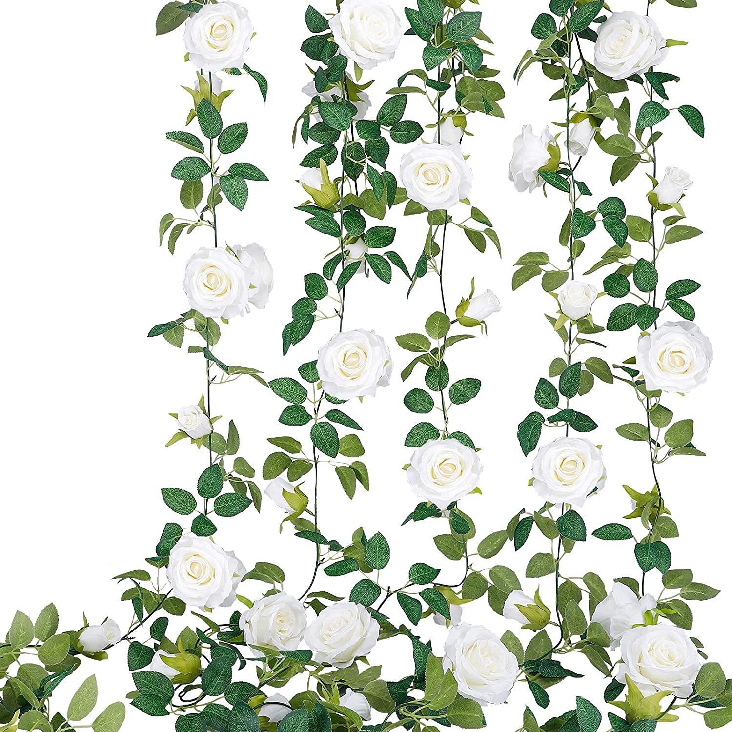 TELDRASSIL 4-pack white roses garland, durable décor option for events