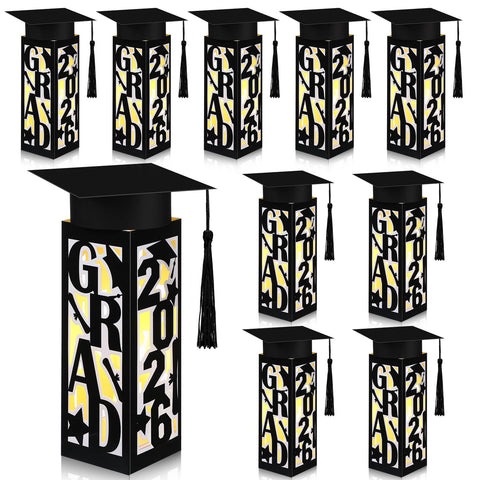 Tellingyou 9 Pcs Graduation Lantern Boxes glow with LEDs for chic party decor