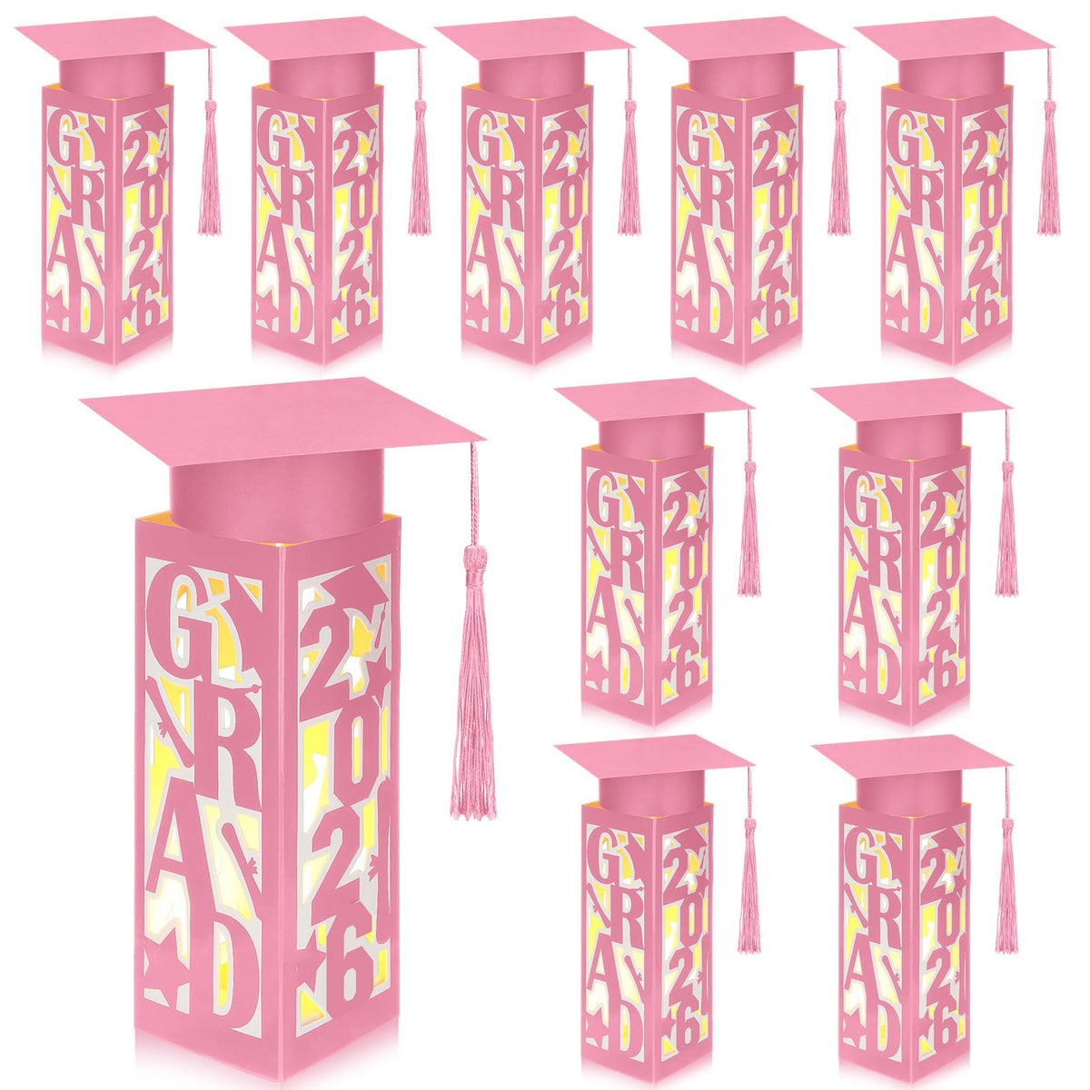 Tellingyou graduation centerpiece box with LED light brightens the party tables and adds glow.