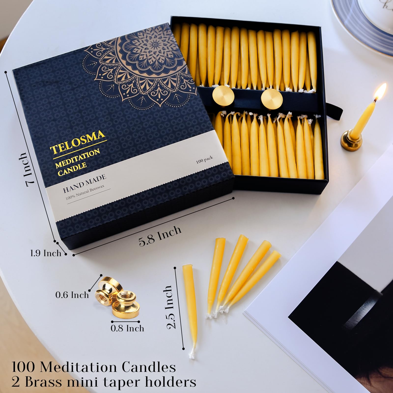 Telosma brass candle holder included supports steady, safe use.