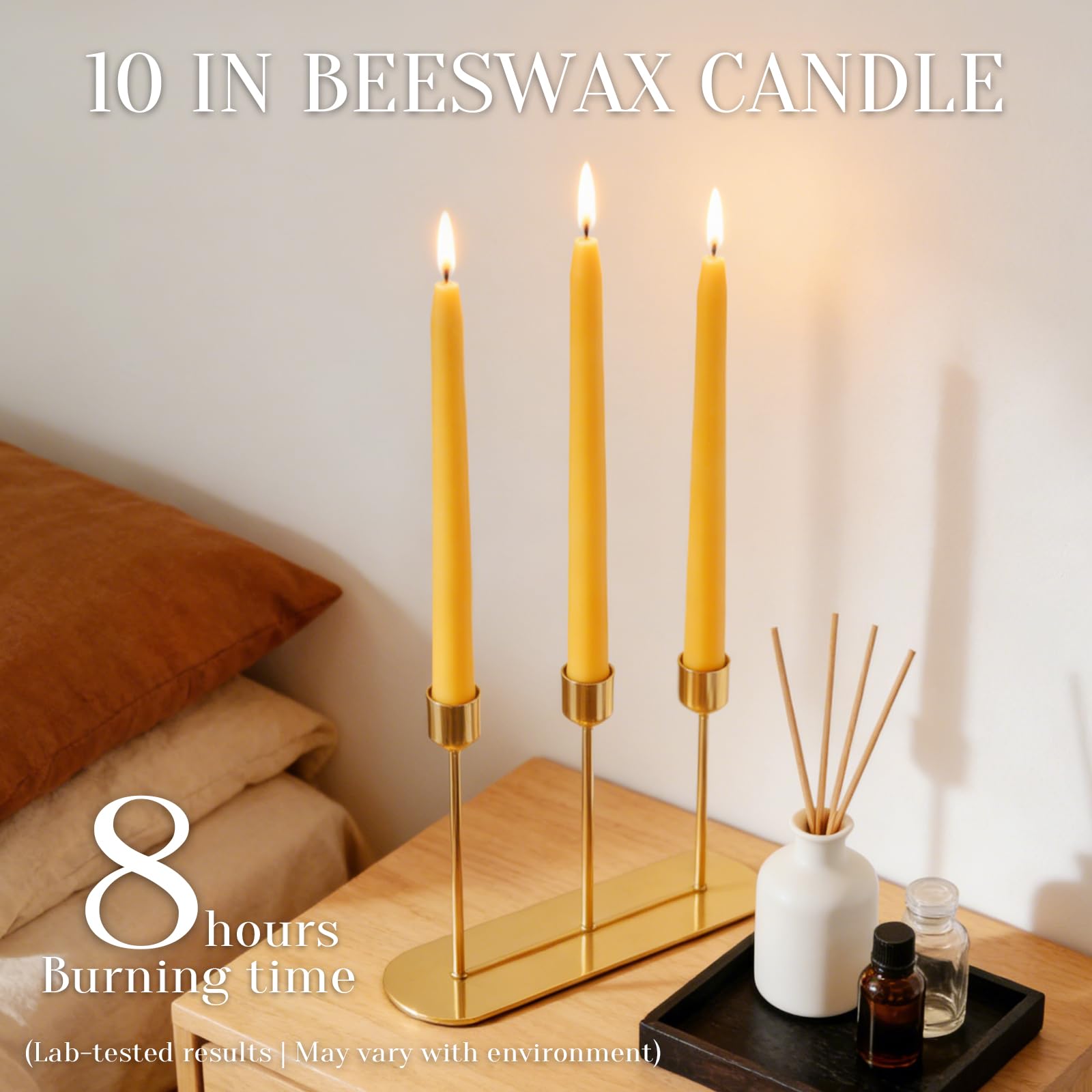 TELOSMA emergency-light beeswax taper candle ready for power outages.