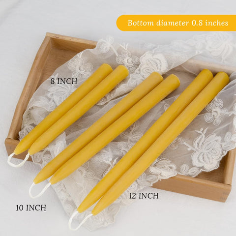 TELOSMA long-burn beeswax tapers 8in yellow for extended dinner settings.