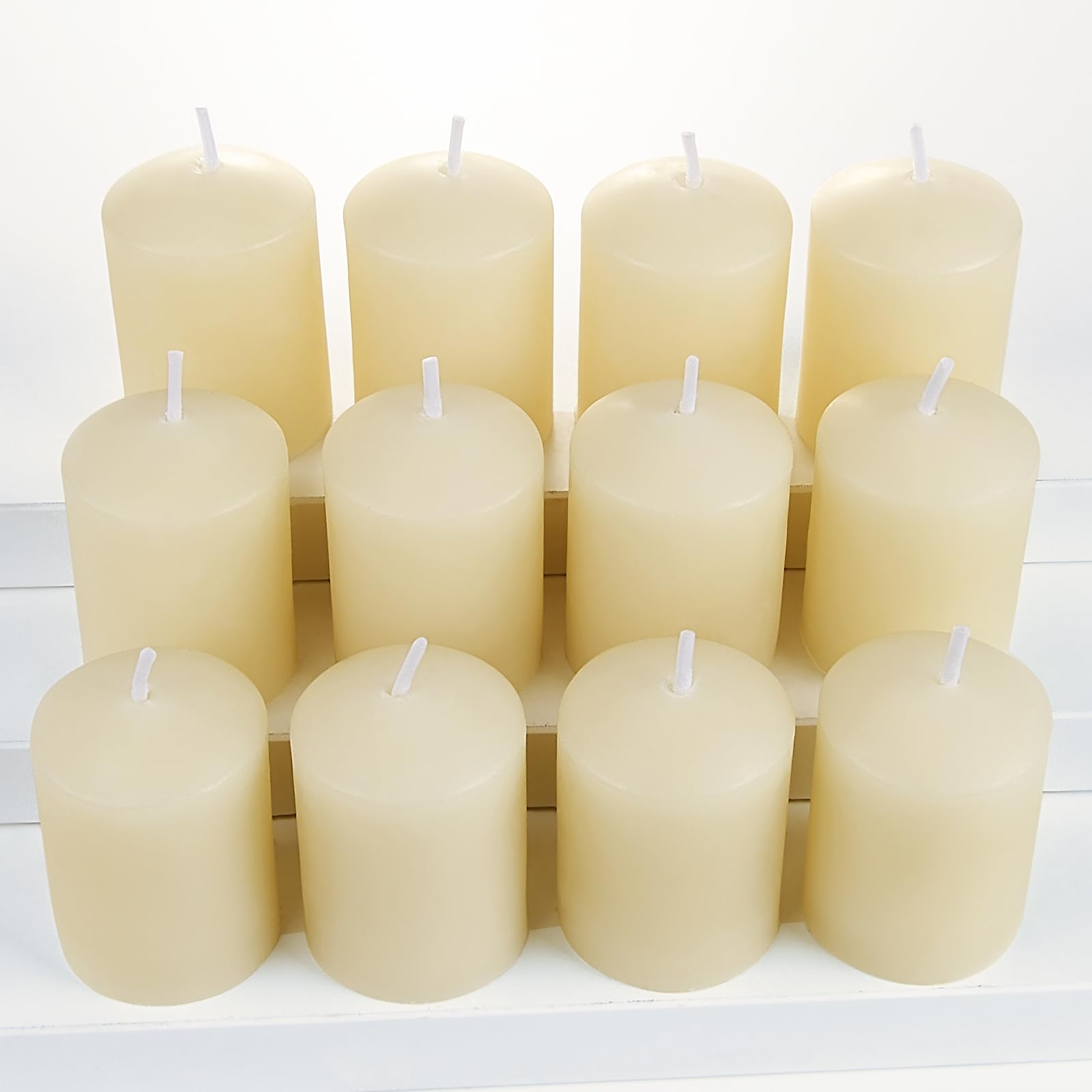 TELOSMA natural beeswax candles off-white 12-pack for cozy living room ambiance