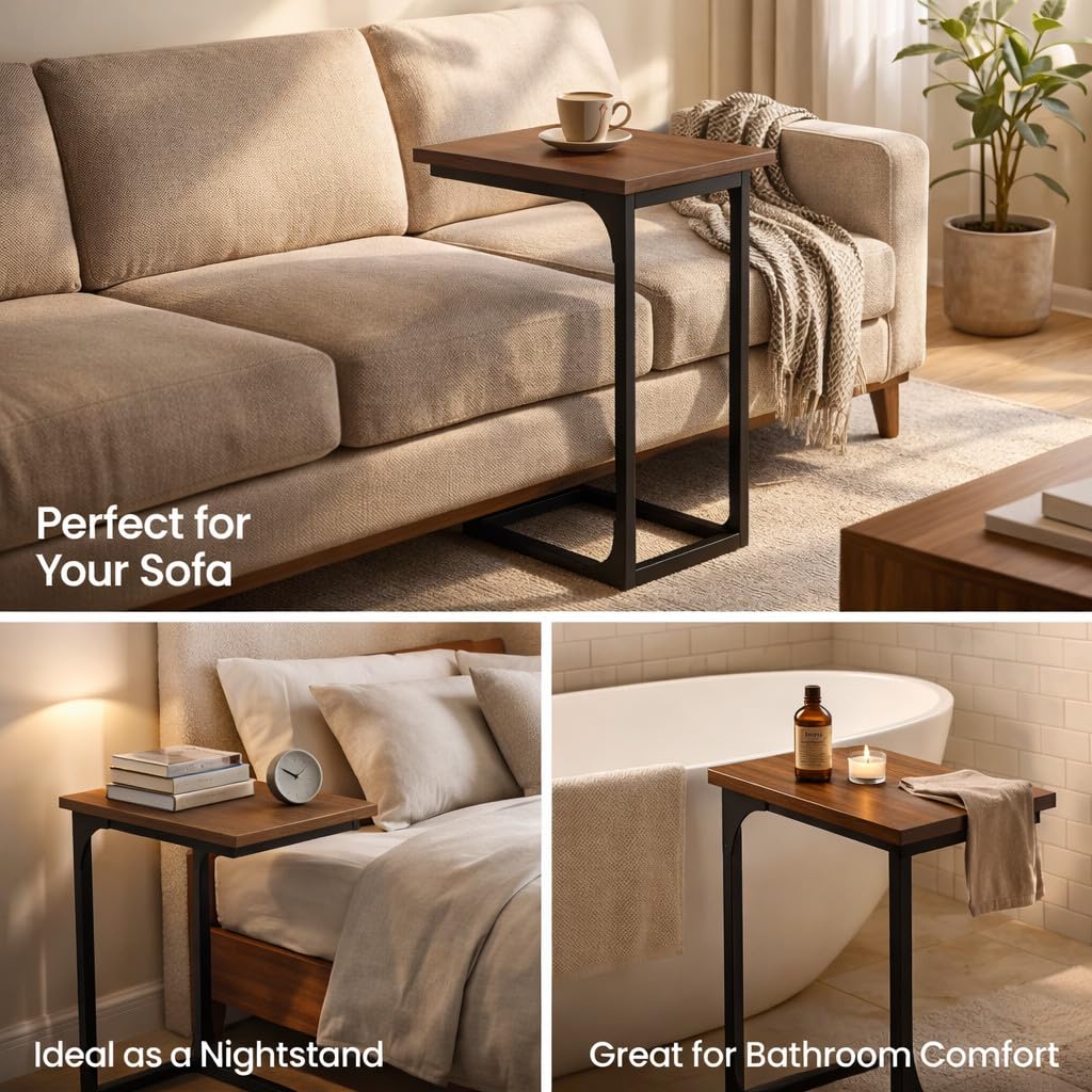 TEMI C-shaped table is quick to assemble and fits small spaces.