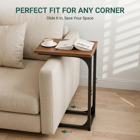TEMI C-shaped design slides under the sofa for easy reach.