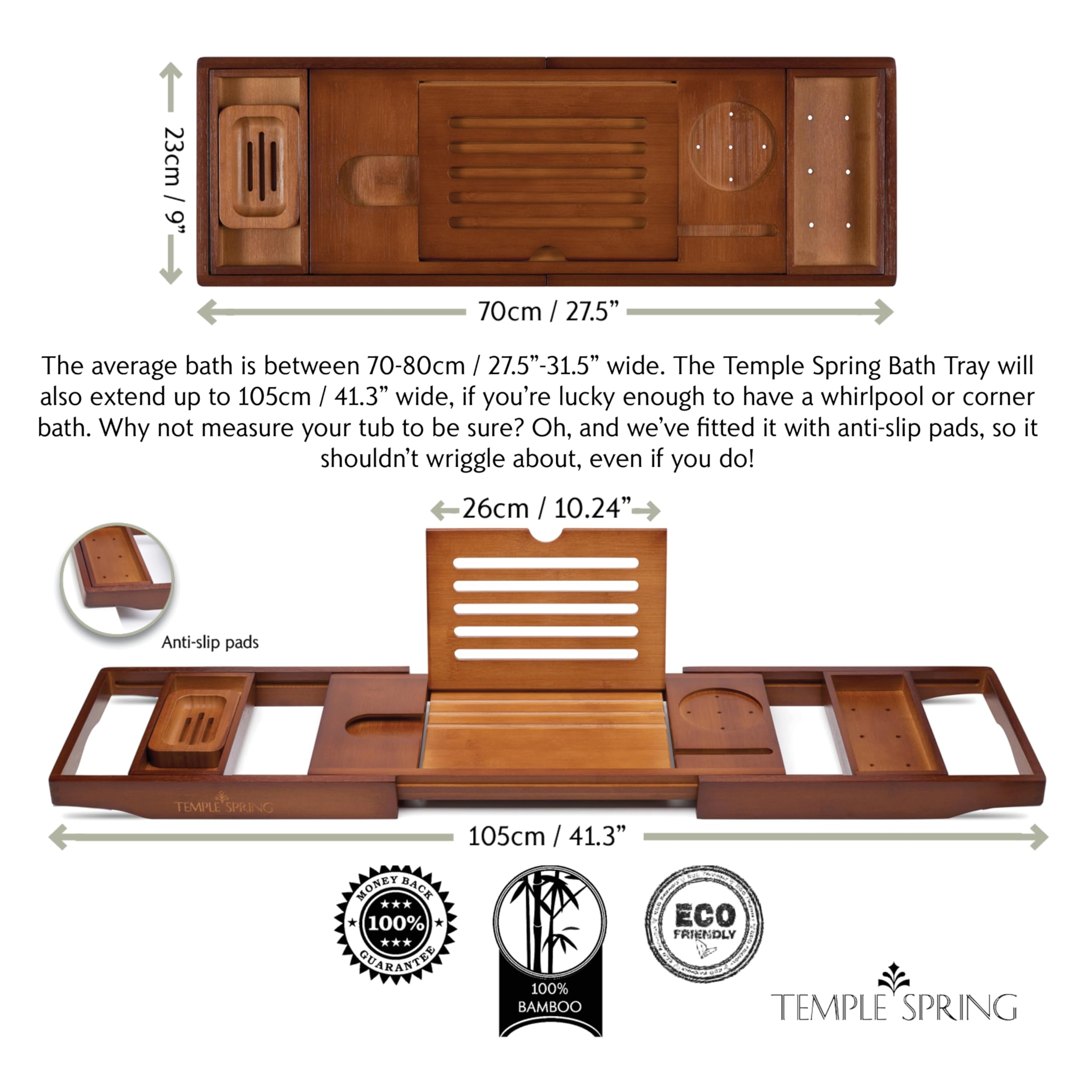 Temple Spring bamboo soap dish keeps your bar within reach