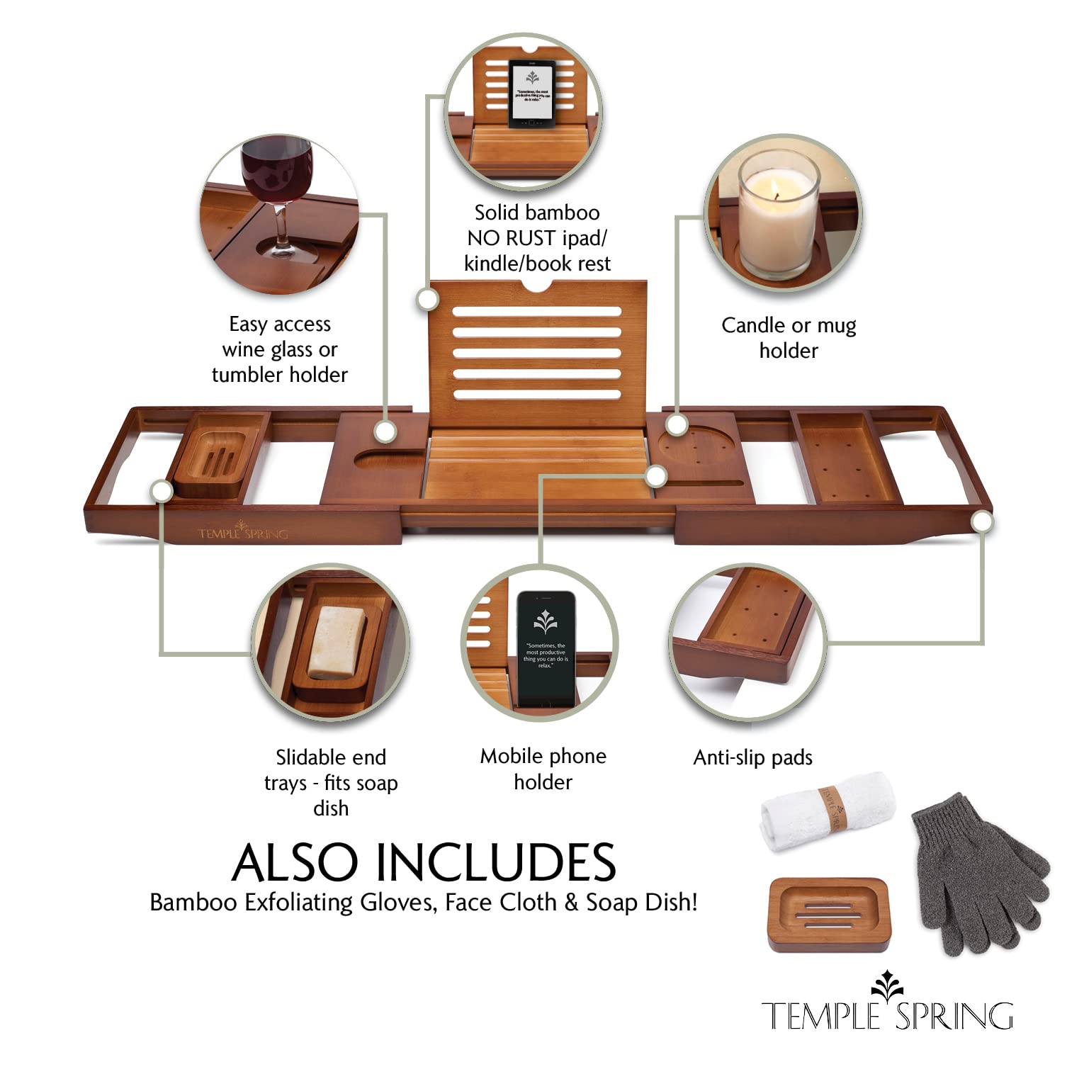 Temple Spring ten-point-two-inch book rest holds tablets at an ideal angle