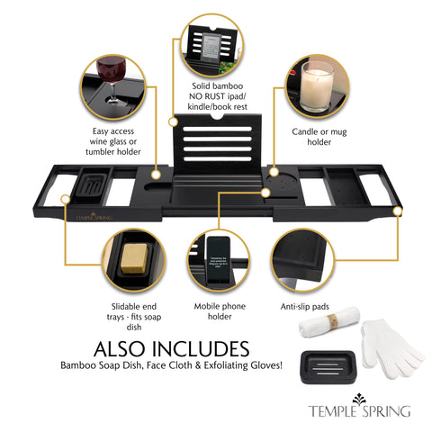Temple Spring solid bamboo book rest keeping tablet at proper viewing angle.