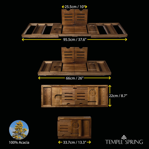 Temple Spring spa-like decor setup with the tray for a serene bath atmosphere.