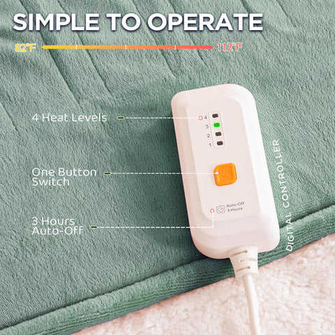 Templewet heated blanket four-heating-levels for personalized comfort