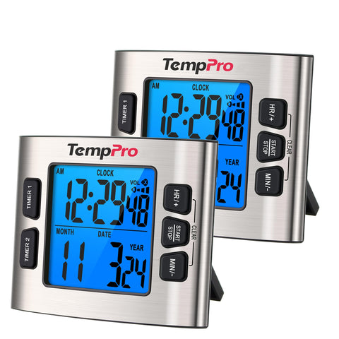 TempPro TM02 dual timer display helps manage multiple tasks efficiently.