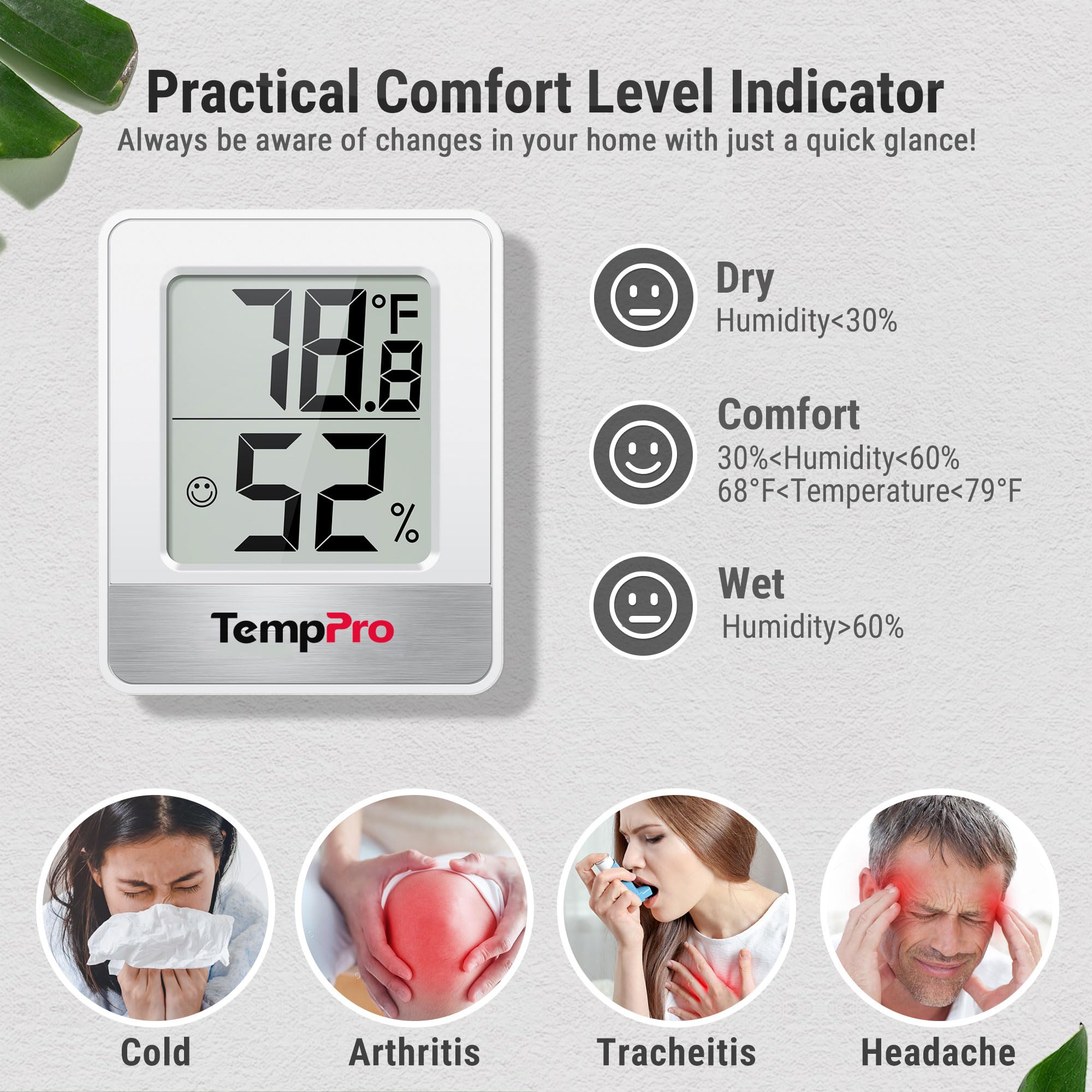 TempPro TP49 high-accuracy sensors provide precise temperature and humidity readings