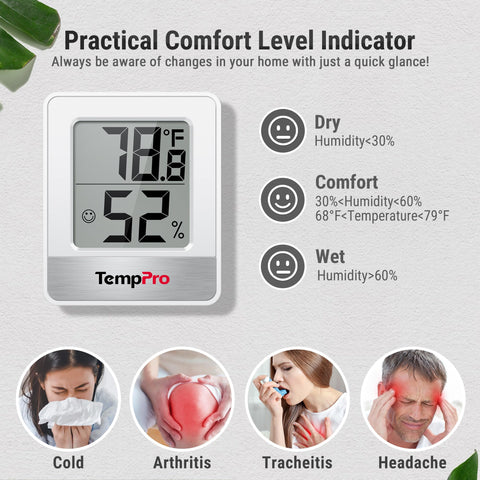 TempPro TP49 high-accuracy sensors measure temperature and humidity precisely.