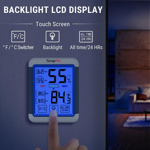 TempPro TP55 wall-mount-friendly design keeps the sensor discreet and accessible.