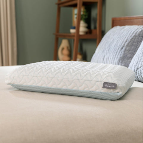 Tempur-Pedic TEMPUR-Cloud + Cooling Pillow head-neck support in a low-profile design