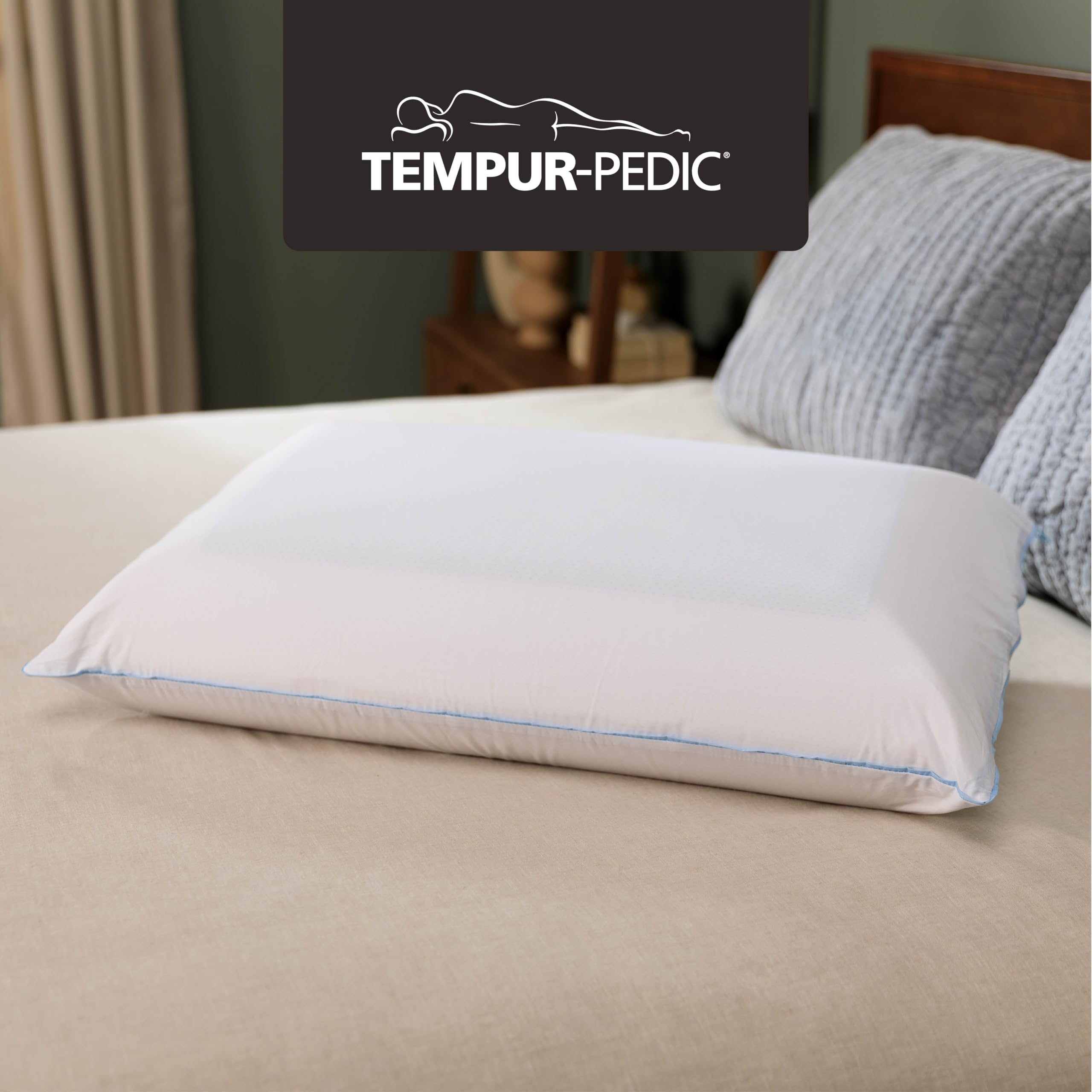 TEMPUR-Pedic Cloud Dual Cooling Pillow Queen 2-Pack left side view highlights plush support and neck alignment
