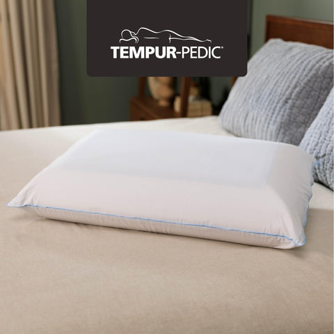 TEMPUR-Pedic Cloud Dual Cooling Pillow Queen 2-Pack left side view highlights plush support and neck alignment