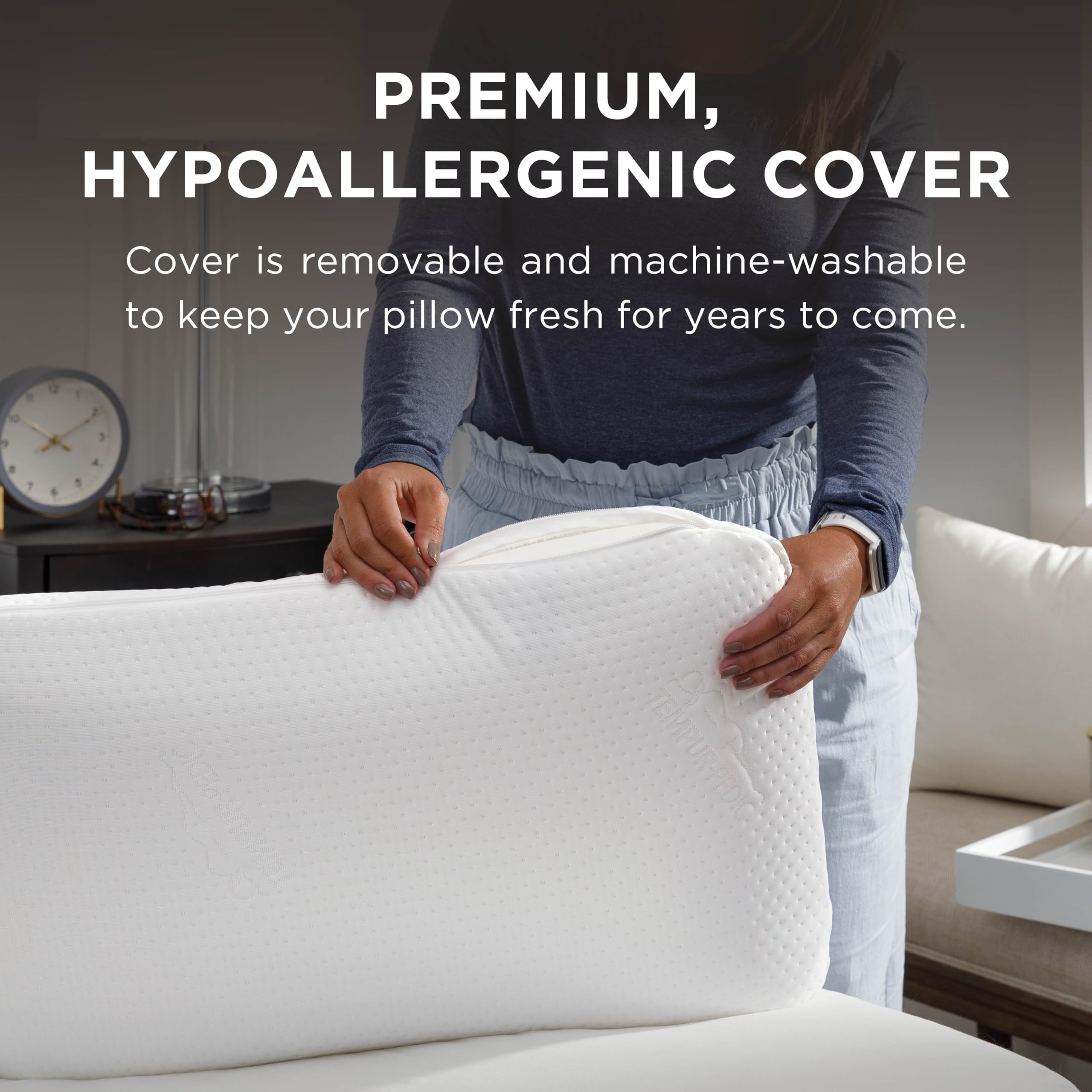 Tempur-Pedic Symphony pillow standard size 24 by 17 inches for versatile comfort.