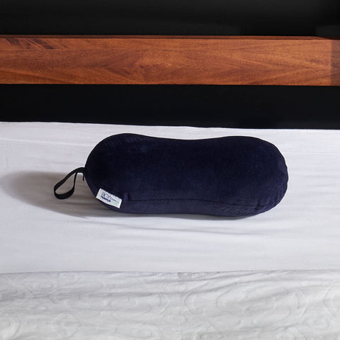 Tempur-Pedic peanut-shaped travel pillow offers neck and back comfort.