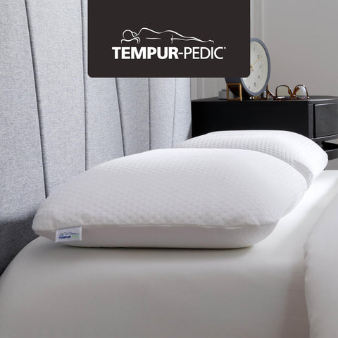 TEMPUR-Symphony Pillow flat side detail shows traditional loft for stomach sleepers.