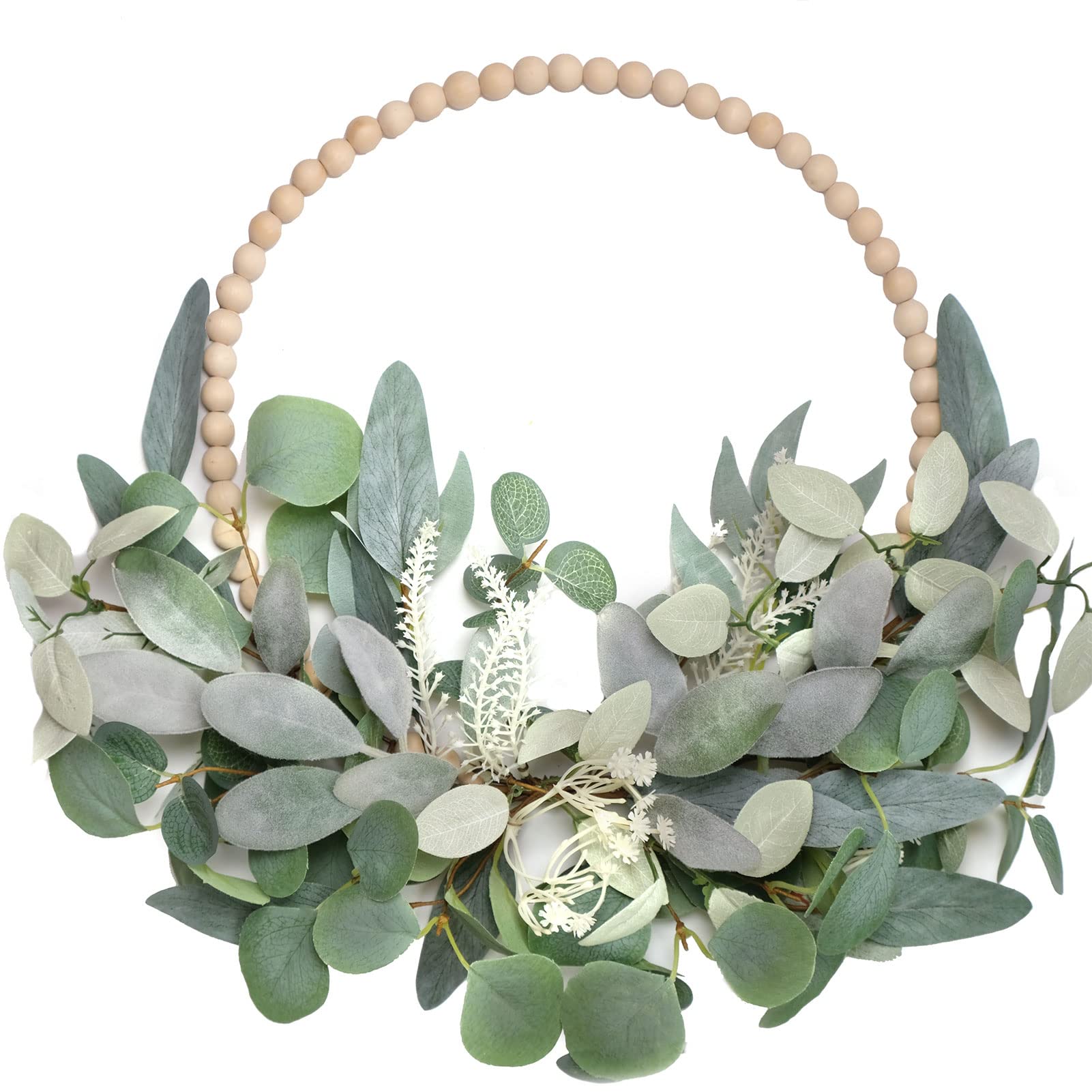 TEMPUS 16-inch eucalyptus wreath on front door adds timeless farmhouse charm