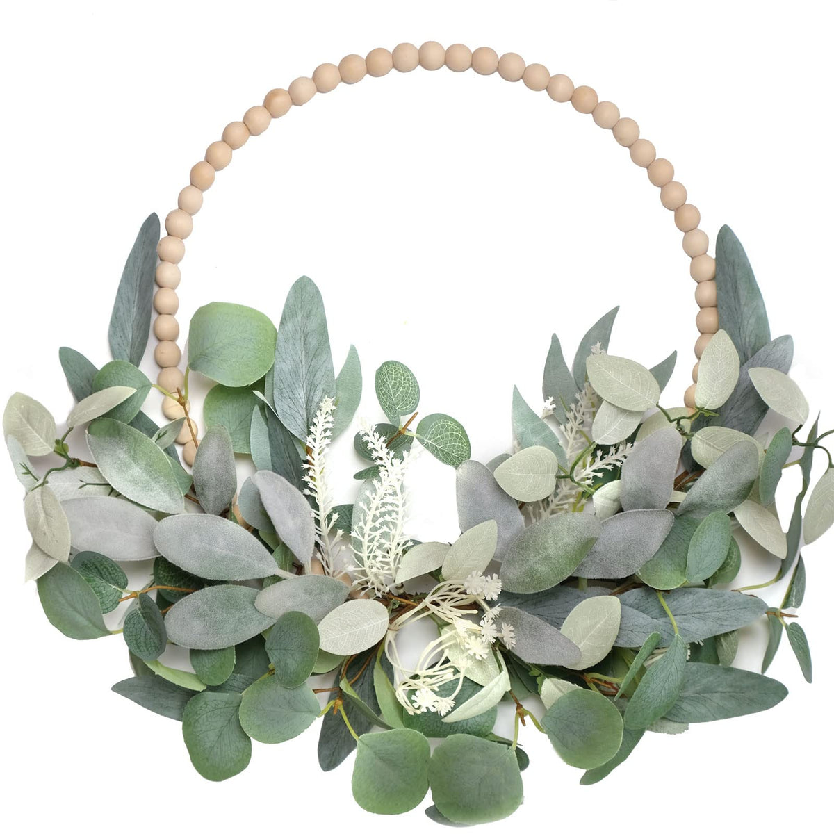 TEMPUS 16-inch eucalyptus wreath on front door adds timeless farmhouse charm