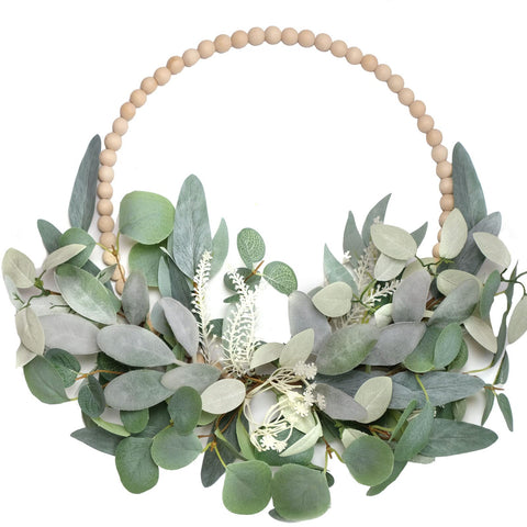 TEMPUS 16-inch eucalyptus wreath on front door adds timeless farmhouse charm