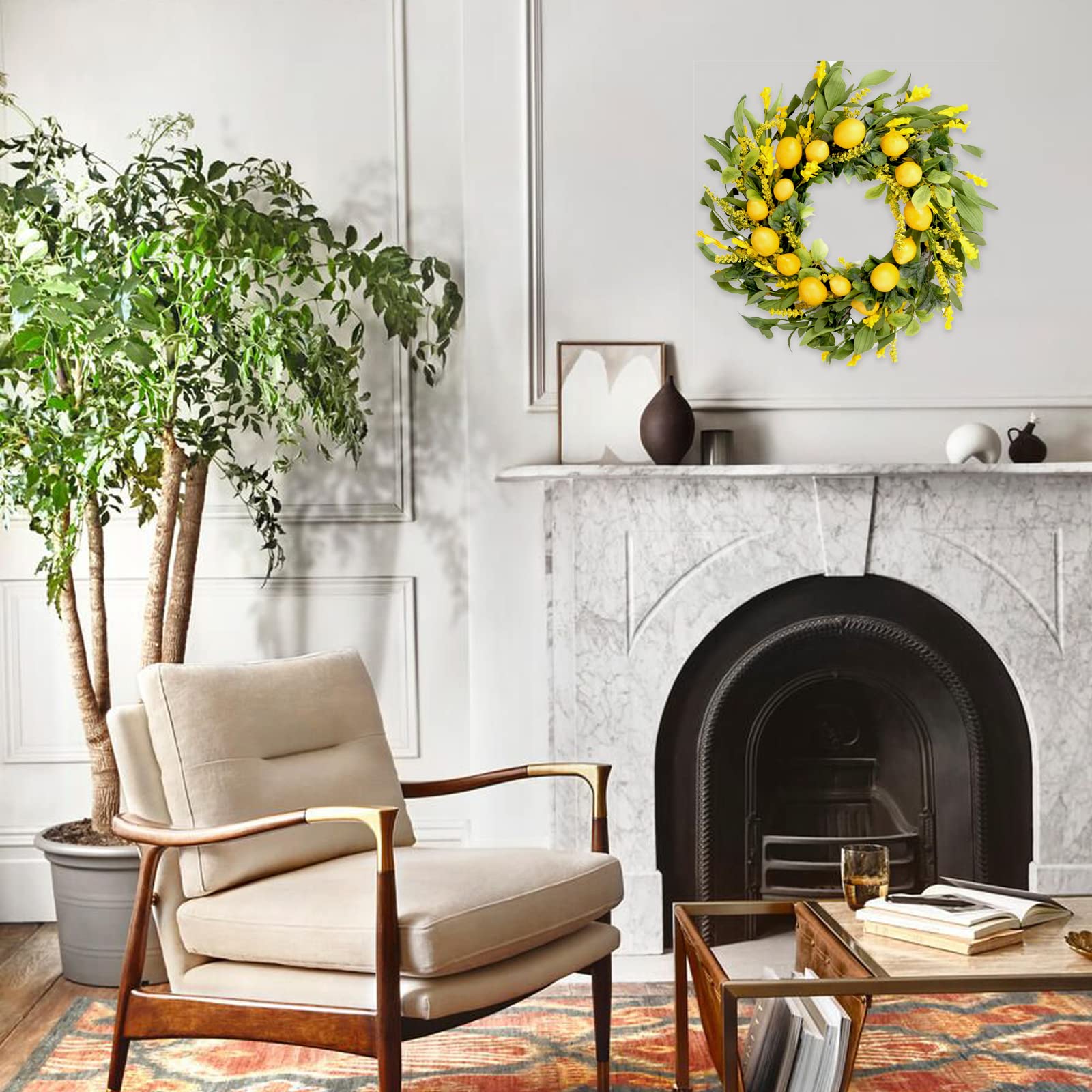 TEMPUS ready-to-hang lemon wreath simplifies decorating in any room