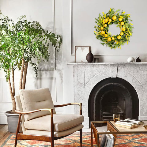 TEMPUS ready-to-hang lemon wreath simplifies decorating in any room