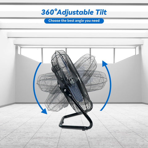 TEMPWARE high velocity fan with wall hook mount option.