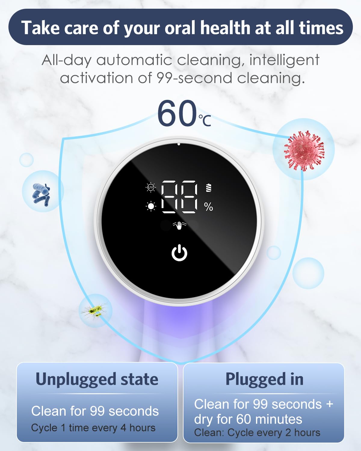 Temracha LED status display shows cycles, battery, and drying progress at a glance.