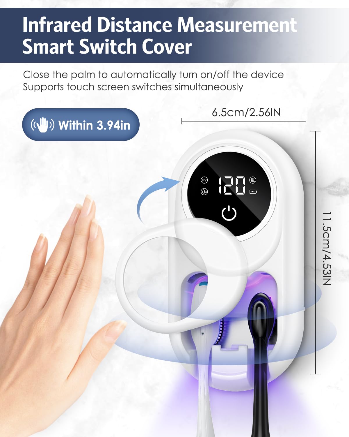 Temracha LED display shows disinfection progress and battery status.