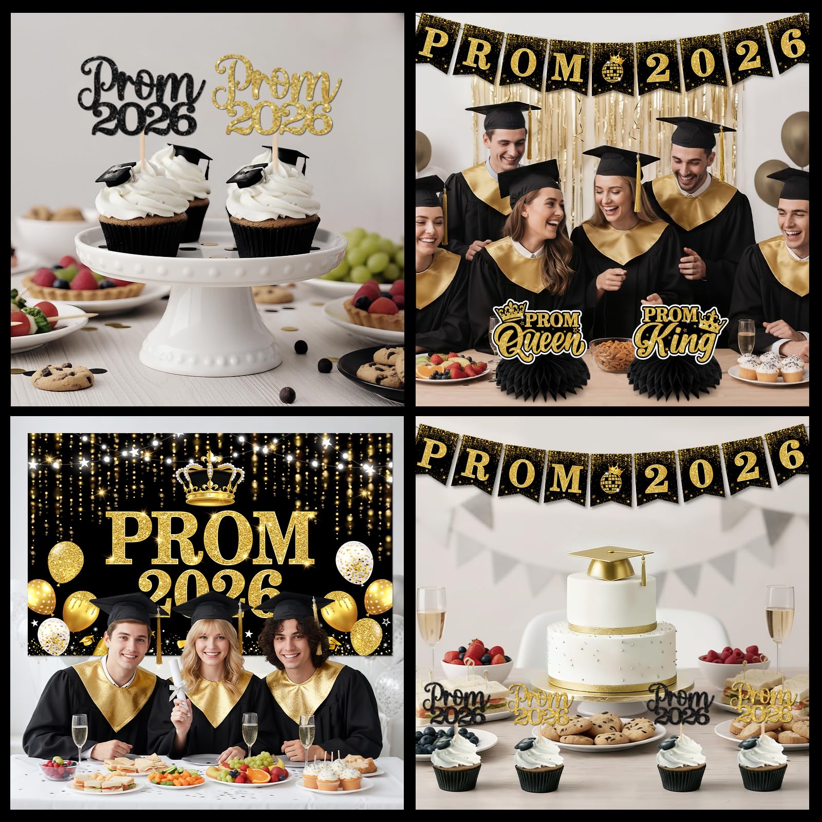 TEMYAXU black and gold balloons elevate the party vibe.