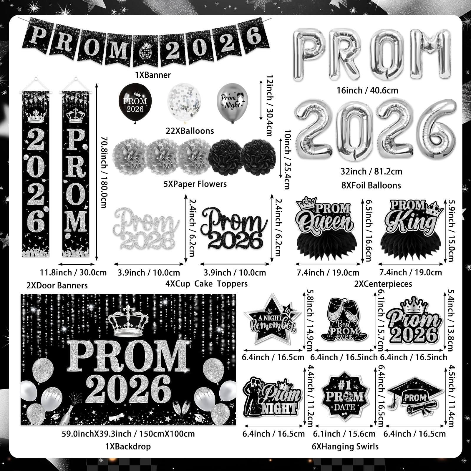 TEMYAXU Prom 2026 balloons pack brightens the dance floor with shine