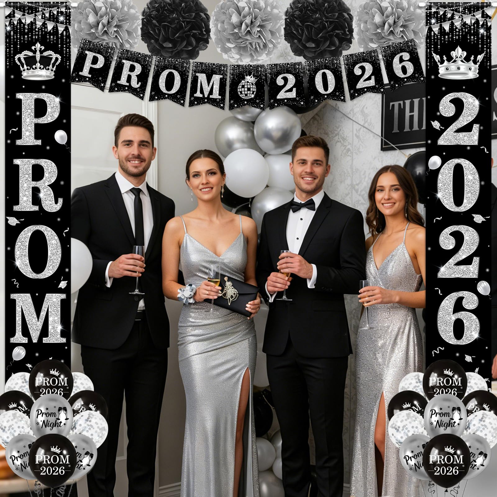 TEMYAXU Prom 2026 hanging swirls sparkle above guests' tables