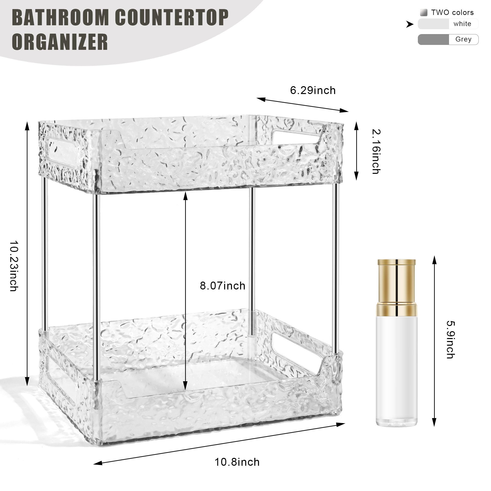 TENDER EPOCH countertop cosmetics tray organizes makeup by category for quick access.