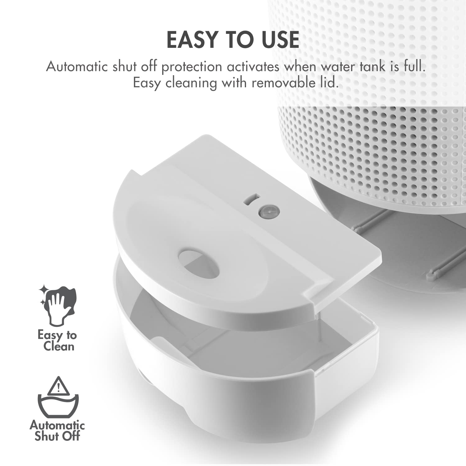 Tenergy Sorbi 1-liter water tank removable for easy emptying.