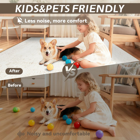TENGTENGLINK kids and pets friendly rug resists stains and wear.
