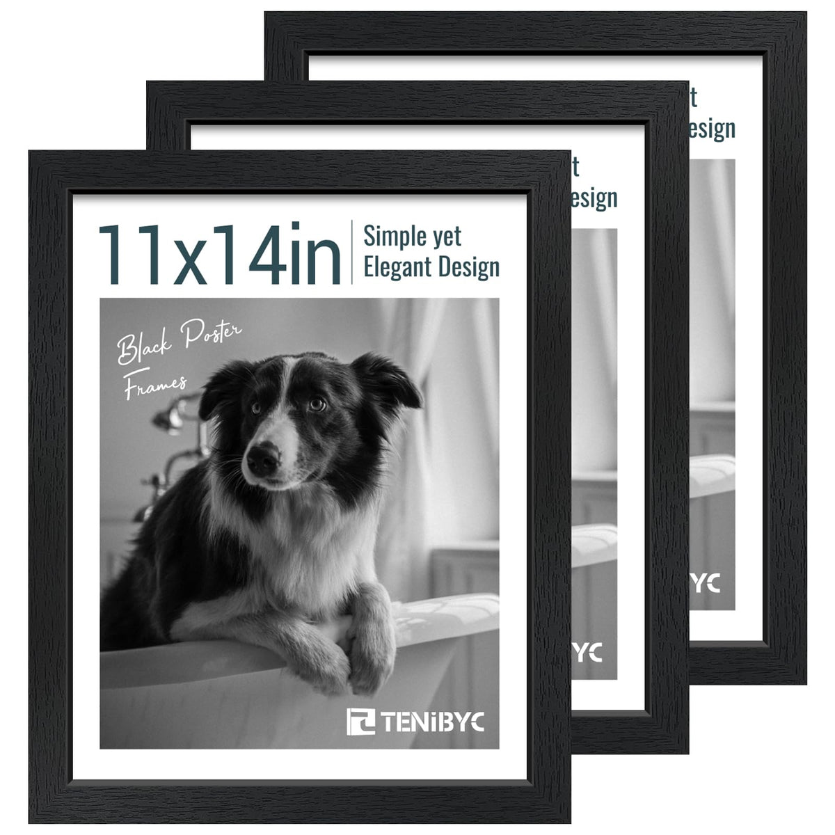 TENIBYC 11x14 textured black frame front view enhances modern wall decor.