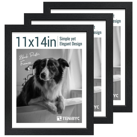 TENIBYC 11x14 textured black frame front view enhances modern wall decor.